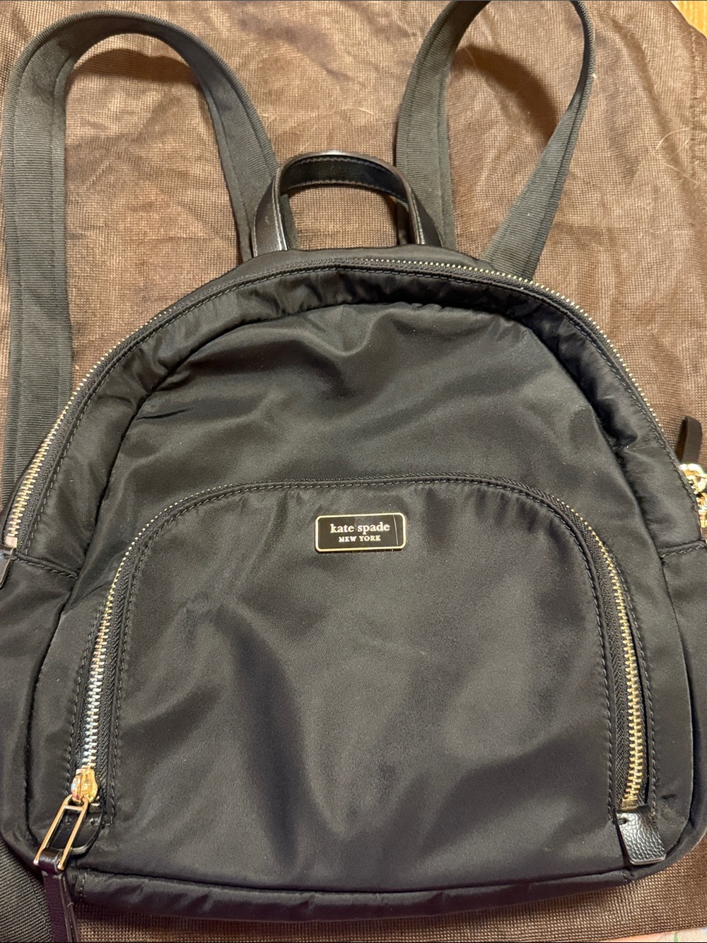 kate spade Black Nylon Mini Backpack with Gold Hardware